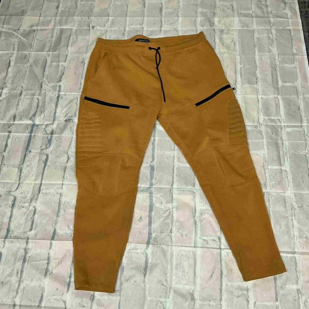 SWITCH Mens Camel Cargo Jogger‎ Pants Moto Style Zipper Pockets 3XL